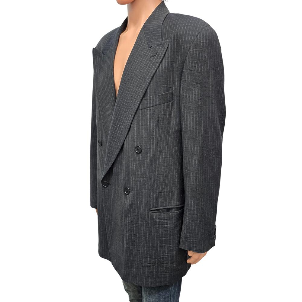 GIORGIO ARMANI Made in Italy Pinstripe Double Breasted Jacket Sz 42L Pure Wool - Picture 5 of 13